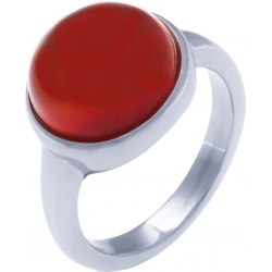 Bague en acier - cabochon cornaline 13mm - T50 à 62