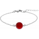 Bracelet en acier - cabochon cornaline - 11mm - 16+4cm