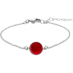 Bracelet en acier - cabochon cornaline - 11mm - 16+4cm