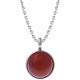 Collier en acier - cabochon cornaline 14mm - 40+7cm