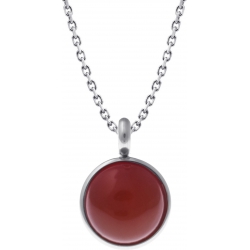 Collier en acier - cabochon cornaline 14mm - 40+7cm