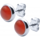 Boucles d'oreille en acier - cabochon cornaline 8mm