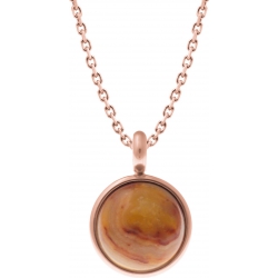 Collier en acier rosé - cabochon crazy lace agate 14mm - 40+7cm