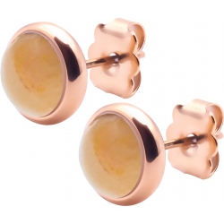 Boucles d'oreille en acier rosé - cabochon crazy lace agate 8mm