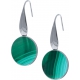 Boucles d'oreille acier - malachite - diamètre pierre 18mm