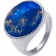 Bague acier - lapis lazuli - diamètre pierre 18mm -  T52 à T64