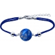 Bracelet acier - coton bleu foncé - lapis lazuli - diamètre pierre 22mm - 16+4cm