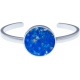 Bracelet jonc acier - lapis lazuli - diamètre pierre 22mm - diamètre intérieur 58mm