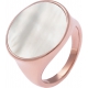 Bague acier rosé - nacre blanche - diamètre pierre 18mm -  T52 à T64