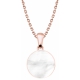 Collier acier rosé  - nacre blanche - diamètre pierre 25mm - 40+5cm