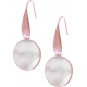 Boucles d'oreille acier rosé - nacre blanche - diamètre pierre 18mm