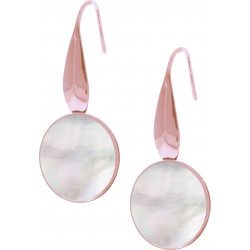 Boucles d'oreille acier rosé - nacre blanche - diamètre pierre 18mm