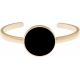 Bracelet jonc acier doré - onyx - diamètre pierre 22mm - diamètre intérieur 58mm