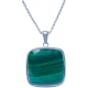 Collier acier - malachite - coussin 25x25mm - 45+5cm