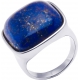 Bague acier - lapis lazuli - coussin 20x20mm - T52 à T64