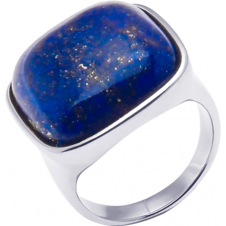 Bague acier - lapis lazuli - coussin 20x20mm - T52 à T64