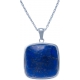 Collier acier - lapis lazuli - coussin 25x25mm - 45+5cm