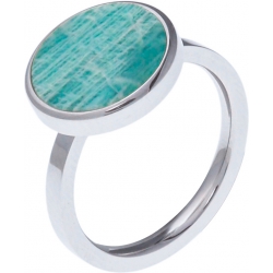 Bague acier - amazonite - diamètre 14 mm - T50 à 62