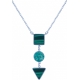 Collier acier  - carré malachite - rond amazonite - triangle malachite - 40+5cm