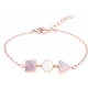 Bracelet acier rosé  - carré nacre blanche - rond nacre rose - triangle nacre blanche - 16+4cm