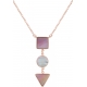 Collier acier rosé  - carré nacre blanche - rond nacre rose - triangle nacre blanche - 40+5cm