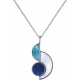 Collier acier  - amzonite - nacre blanche - sodalite - 40+7cm