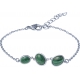 Bracelet acier - 3 cabochons en malachite - 16+4cm