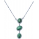 Collier acier - 3 cabochons en malachite - 45+5cm