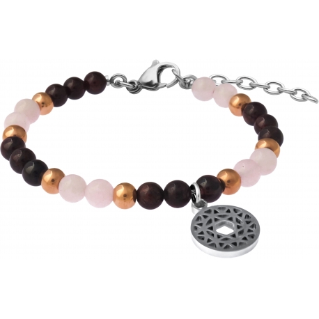 Bracelet STILIVITA en acier - Collection équilibre - ROMANTIQUE - quartz rose - grenat - chakra coeur - 17+4cm