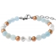 Bracelet STILIVITA en acier - Collection équilibre - PATIENCE & CALME - aigue marine - howlite blanche - 17+4cm