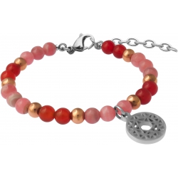 Bracelet STILIVITA en acier - Collection équilibre - AMOUR & POSITIVITTE- rhodocrosite - cornaline - chakra coeur - 17+4cm