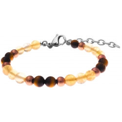 Bracelet STILIVITA en acier - Collection équilibre - CHANCE & ABONDANCE - citrine - œil de tigre - 17+4cm