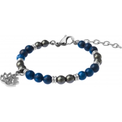 Bracelet STILIVITA en acier - Collection Médecine naturelle - ANTI DÉPRESSION -  hématite - lapis lazuli - lotus - 17+4cm