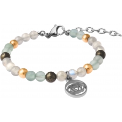 Bracelet STILIVITA en acier - Collection Médecine naturelle - ANTI FATIGUE-fluorite-pyrite-labradorite-chakra 3e oeil - 17+4cm