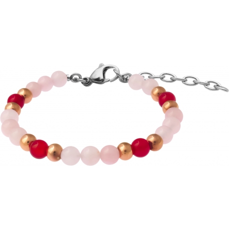 Bracelet STILIVITA en acier - Collection Médecine naturelle - MADAME LIBIDO - quartz rose - cornaline - 17+4cm