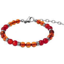 Bracelet STILIVITA en acier - Collection Médecine naturelle - ANTI ALLERGIES - ambre - cornaline - 17+4cm