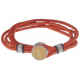 Bracelet double tour acier - corde orange - crazy lace agate 14mm - 41cm