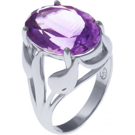 Bague en argent rhodié 6g - améthyste - 7,9 carats -  T52 à 64