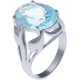 Bague en argent rhodié  6g - topaze bleue - 11,6 carats - T52 à 64