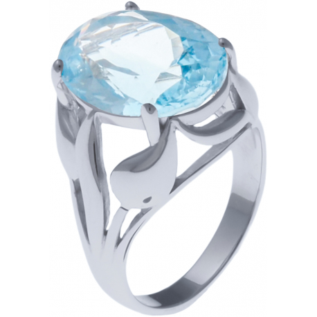 Bague en argent rhodié  6g - topaze bleue - 11,6 carats - T52 à 64