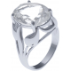 Bague en argent rhodié  6g - cristal de roche - 8,3 carats - T52 à 64