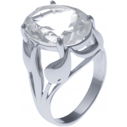 Bague en argent rhodié  6g - cristal de roche - 8,3 carats - T52 à 64