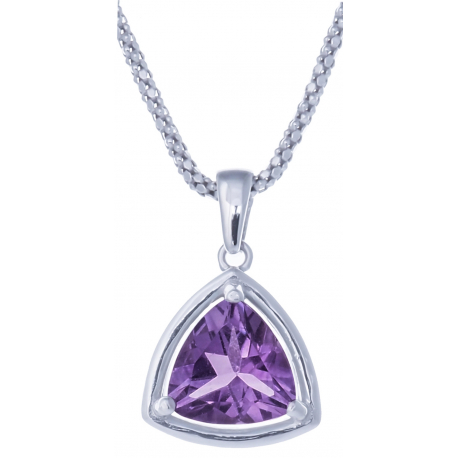 Collier en argent rhodié 4,6g - améthyste - 2,3 carats - 45cm