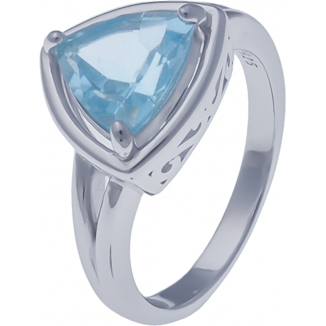 Bague en argent rhodié 4,2g - topaze bleue - 2,7 carats - T50 à 64