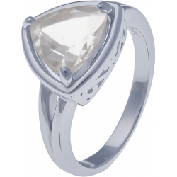 Bague en argent rhodié 4,2g - cristal de roche - 2,1 carats - T50 à 64