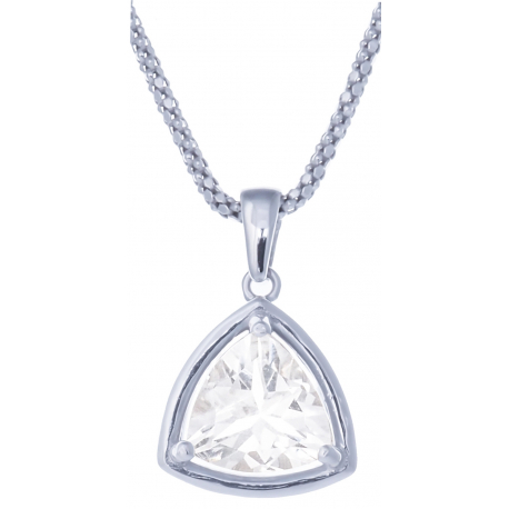 Collier en argent rhodié 4,6g - cristal de roche - 2,2 carats - 45cm