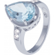 Bague en argent rhodié 3,6g - topaze bleue - 3,4 carats - topaze blanche - T52 à 64