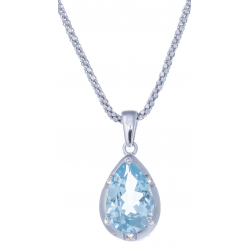 Collier en argent rhodié 4,6g  - topaze bleue - 3,4 carats - topaze blanche - 45cm