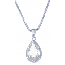 Collier en argent rhodié 4,6g  - cristal de roche - 2,7 carats - topaze blanche- 45cm