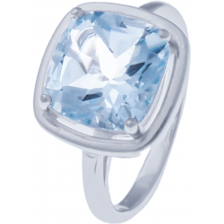 Bague en argent rhodié 4,4g - topaze bleue - 4,2 carats - T50 à 64